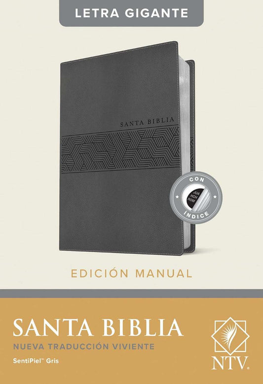 Santa Biblia NTV, Edición manual, letra gigante (SentiPiel, Gris, Índice, Letra Roja) (Spanish Edition) Imitation Leather – Large Print
