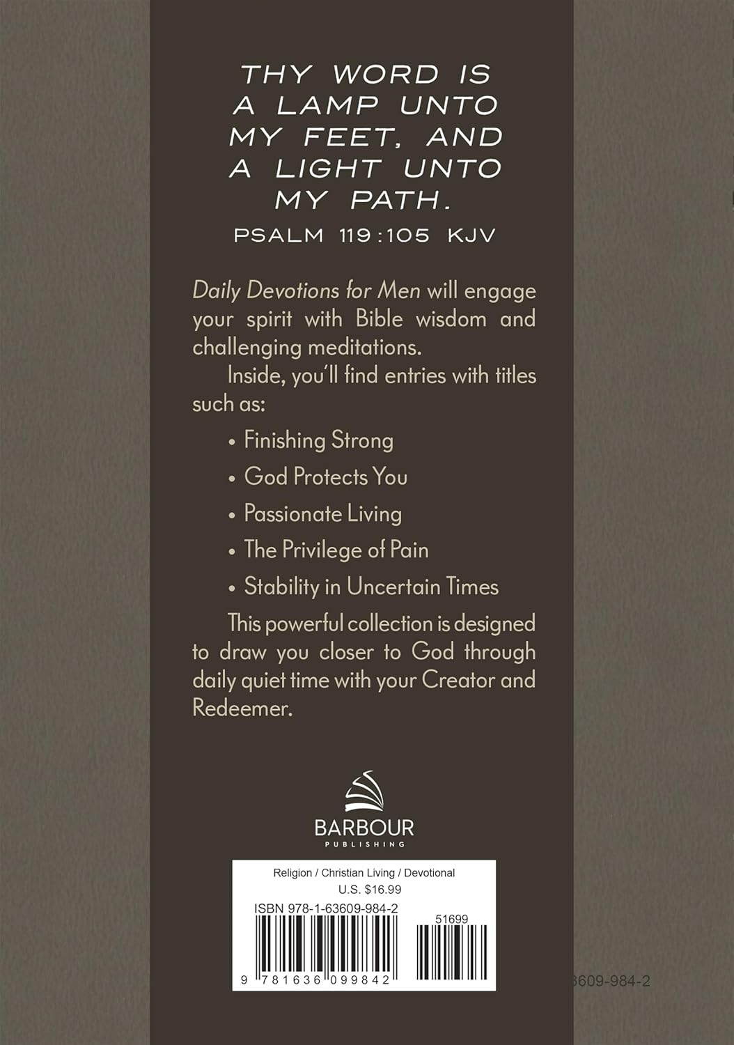 Daily Devotions for Men: 365 Inspiring Readings Leather Bound