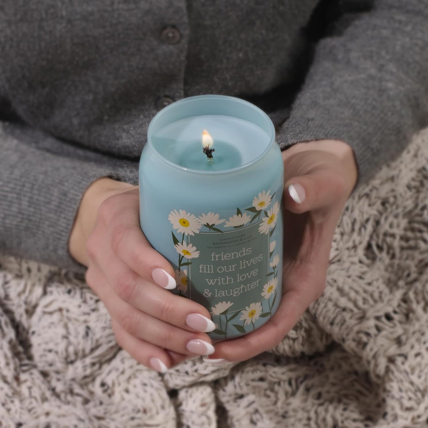 Love and Laughter Rainwater and Lily Scented Candle in Glass Jar