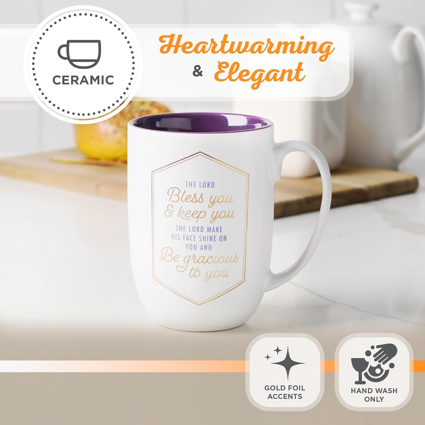Mug White/Purple Bless You & Keep You Num. 6:24-26