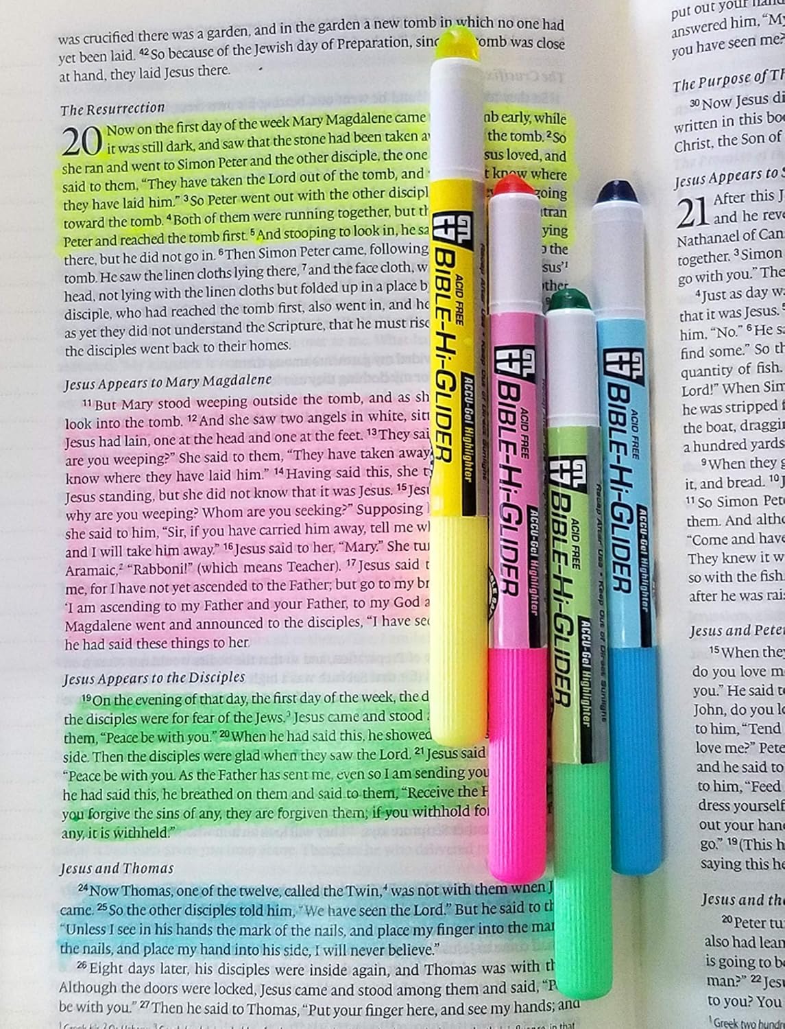 Accu-Gel Bible Highlighter, Pigma Micron Bible Study Starter Set – Kid's Rainbow Verse Finder Bible Tabs (Stationary)