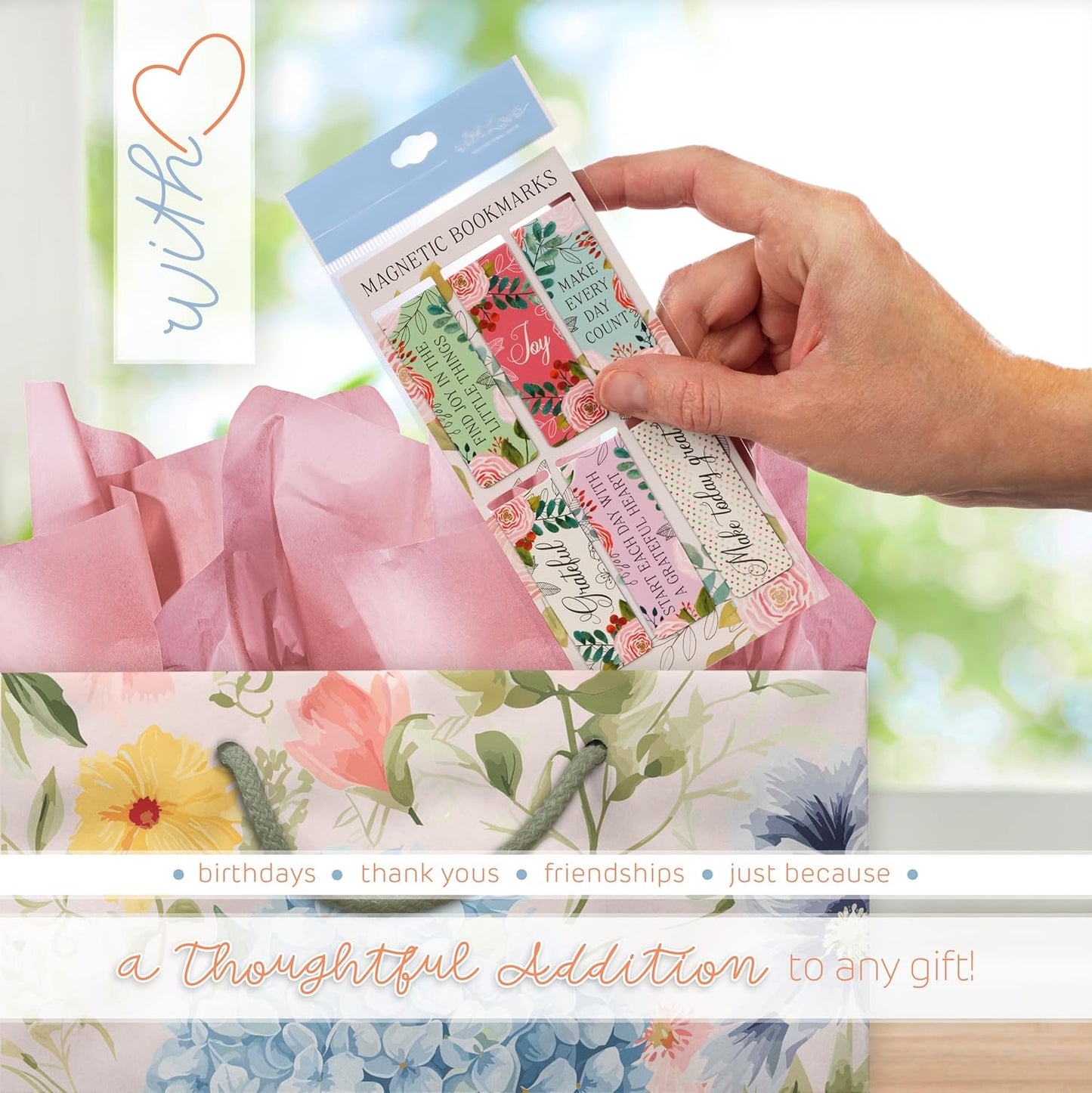 With Love Inspirational Women's Magnetic Bookmark Set for Books, Bibles, & Fridges.