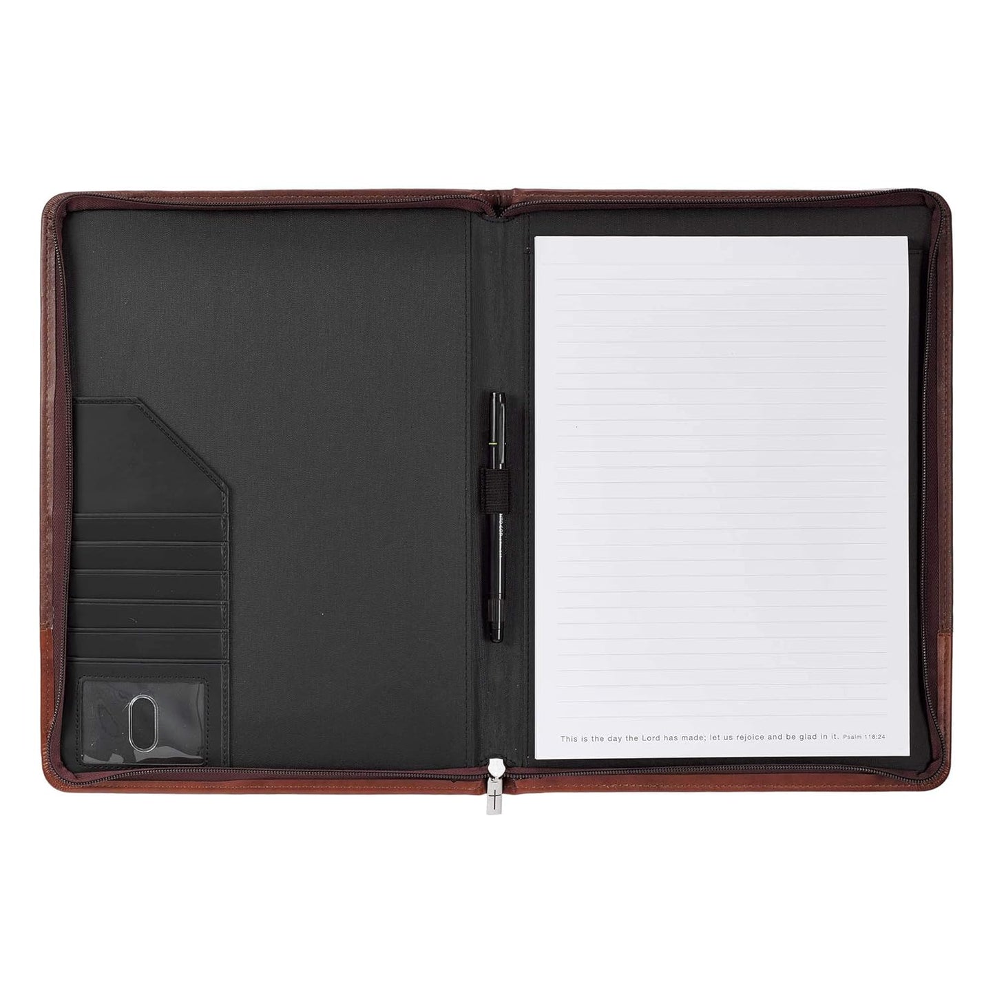 John 3:16 Cross Two-tone Brown Faux Leather Portfolio Folder