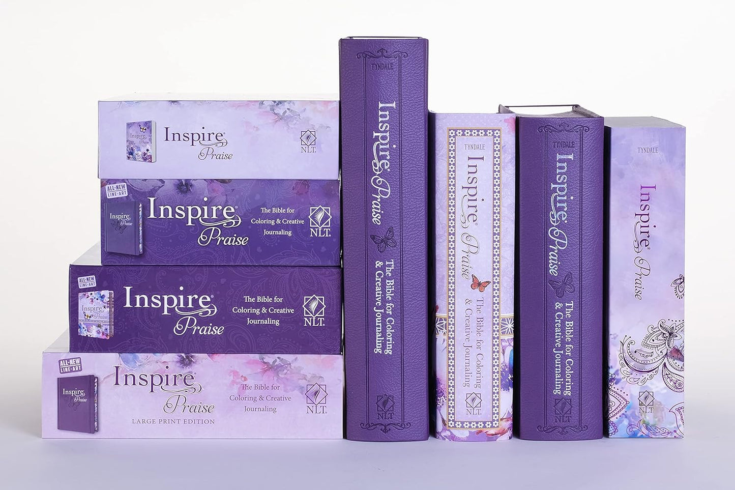 Tyndale NLT Inspire PRAISE Bible (LeatherLike, Purple Garden): Coloring Bible