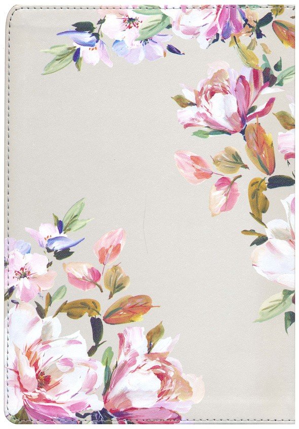 Pearlized Gray Floral Faux Leather NLT Everyday Devotional Bible for Women