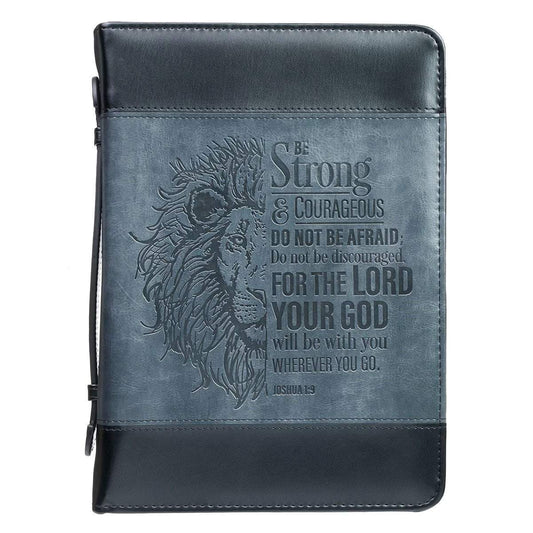 Be Strong Lion Two-Tone Classic Bible Cover - Joshua 1:9