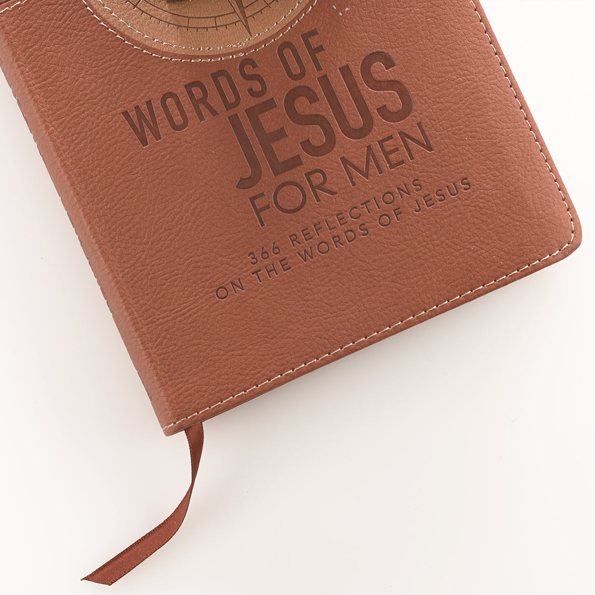 Words of Jesus For Men Saddle Tan Faux Leather Devotional By Riekert Botha - Men's Devotional