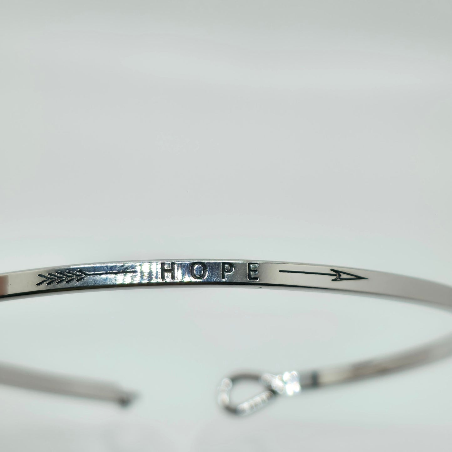 HOPE (Arrow) Inspirational Message Bracelet Positive Message Engraved Thin Bangle - Jewelry