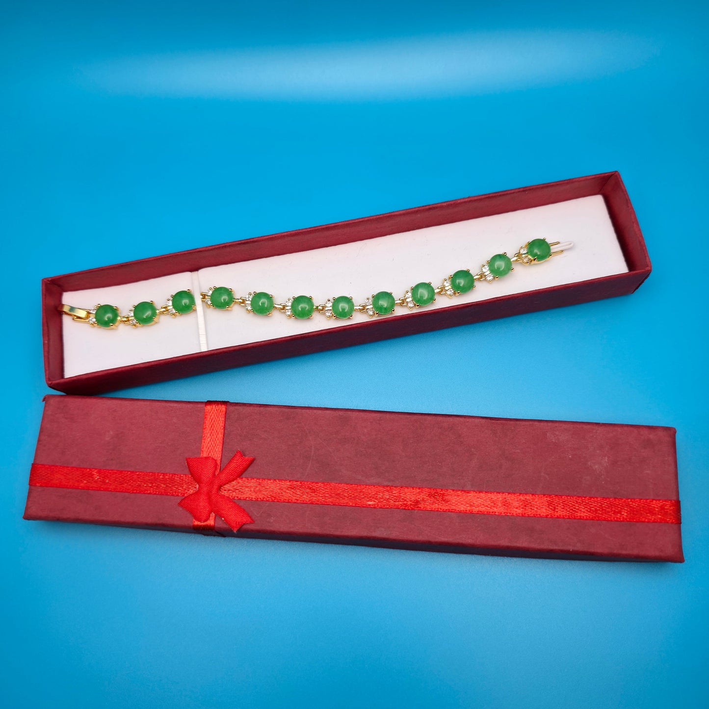Vintage Green Round Jade Bracelet Golden Bronze - Jewelry