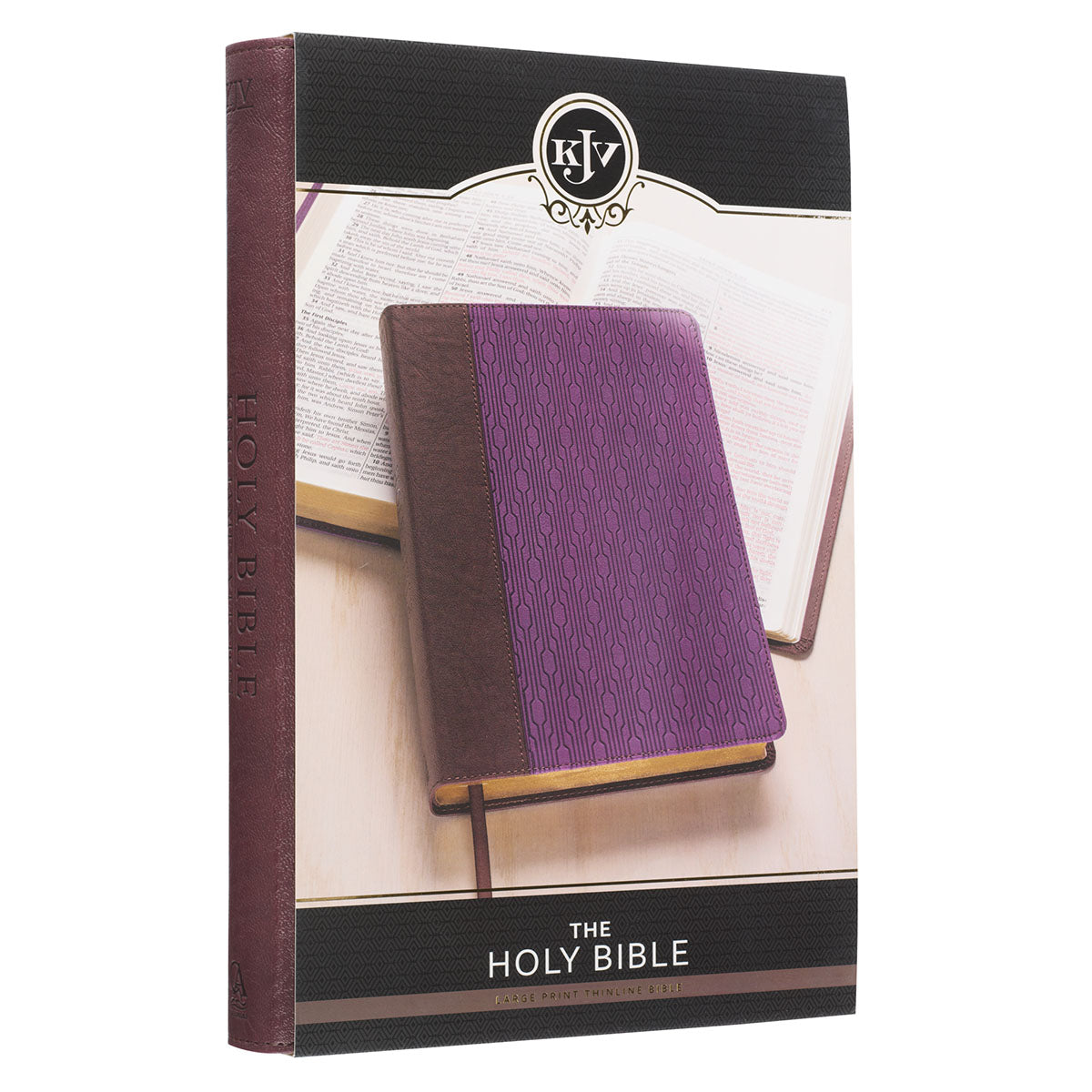 Purple and Brown Faux Leather Large Print Thinline KJV Bible