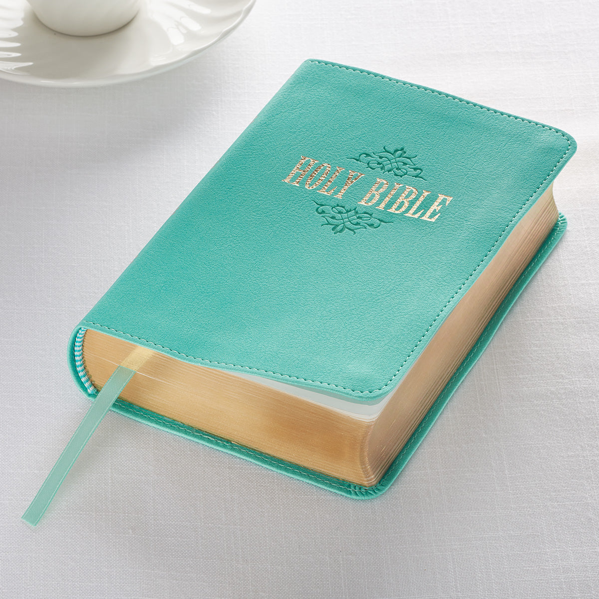Robin’s-egg Blue Faux Leather Large Print Compact King James Version Bible