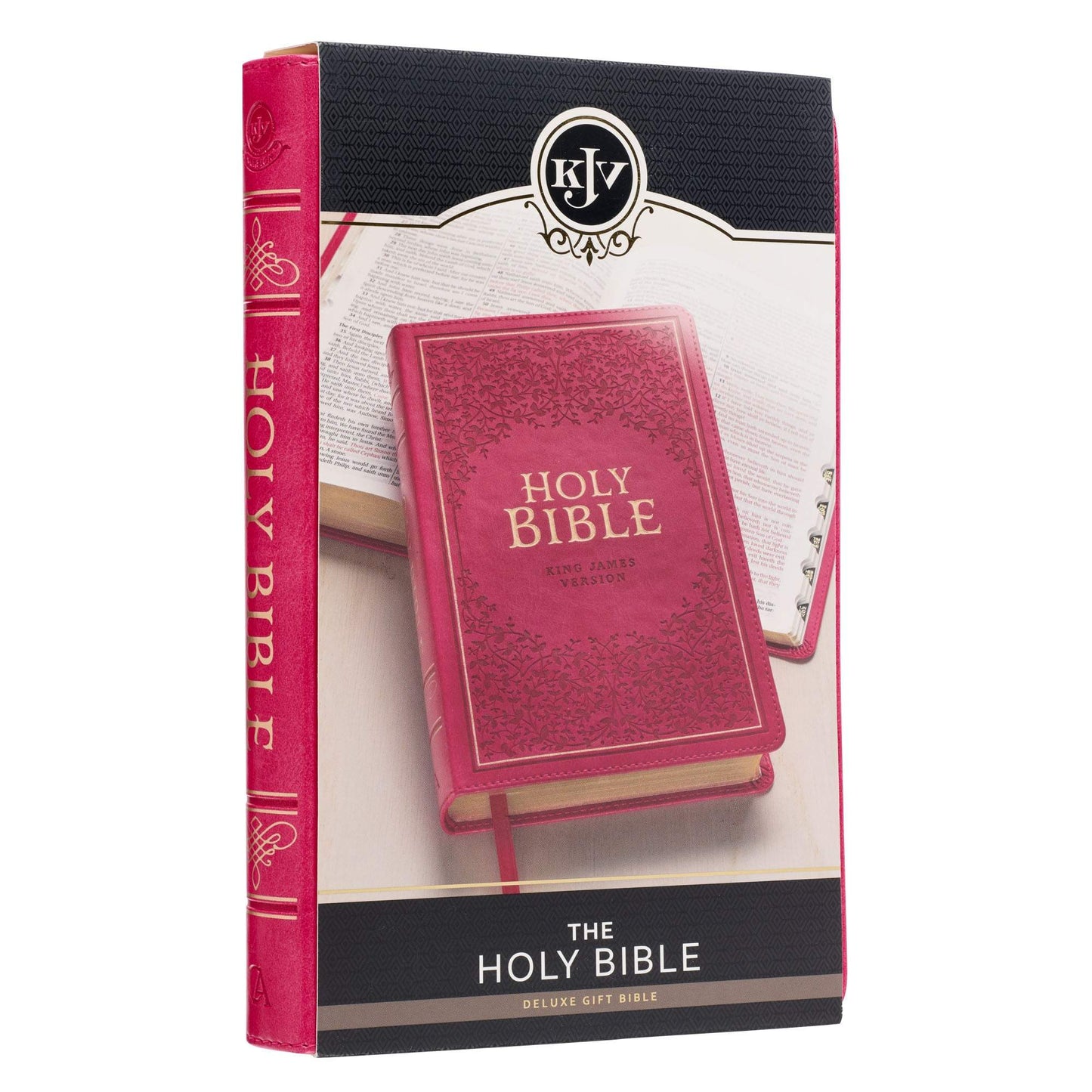 Pink Faux Leather King James Version Deluxe Gift Bible with Thumb Index