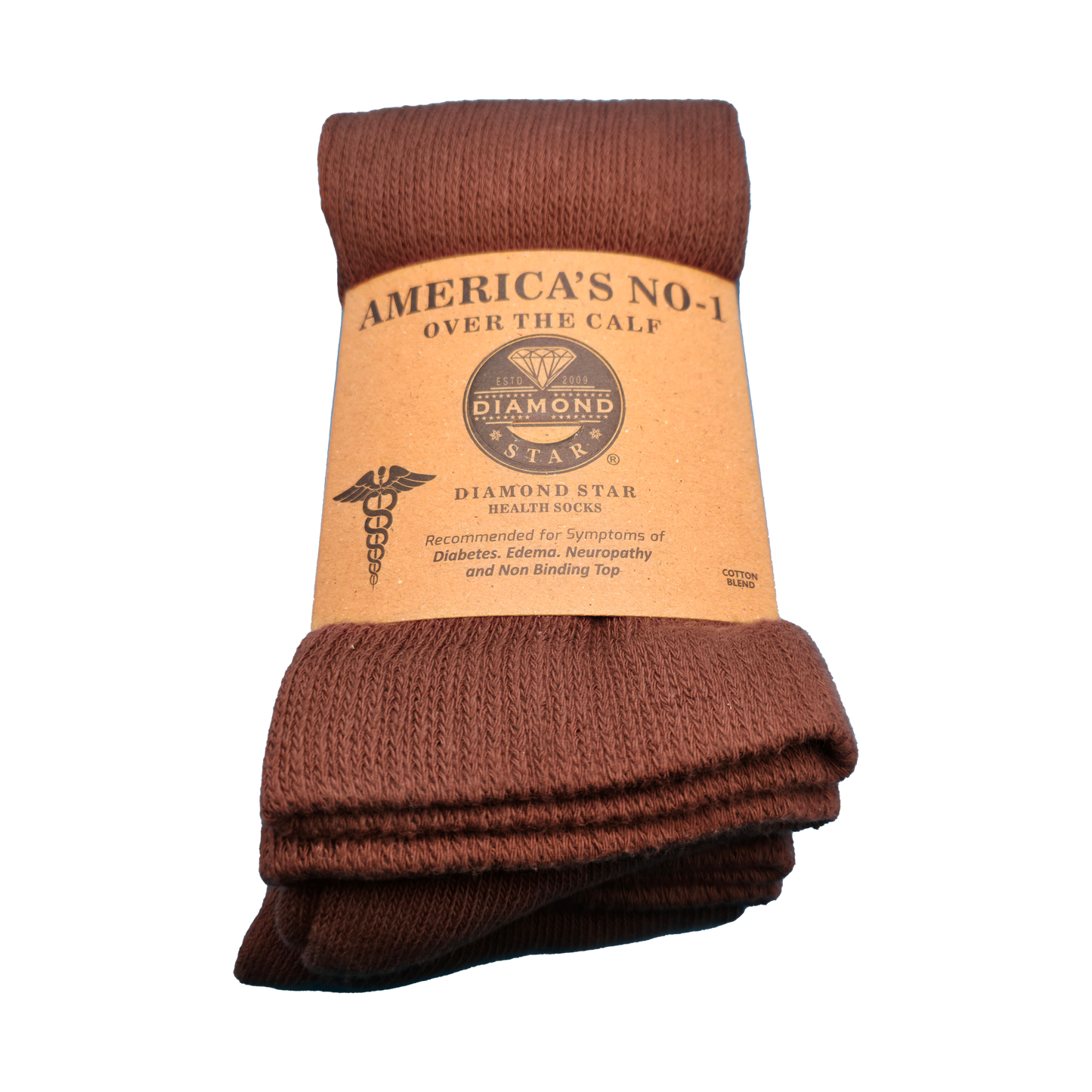 Over The Calf Diabetic Socks! Sizes 10-13 - Brown 2 Pack (Brown)