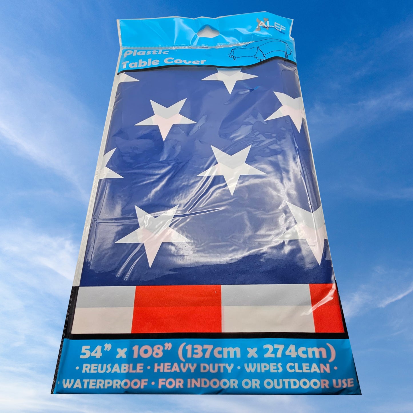 Patriotic Flag - Stripes and Starts Print Plastic Table Cover