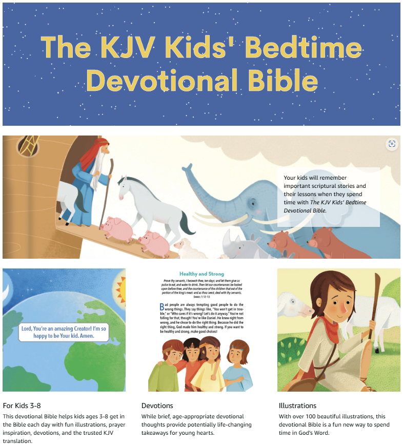 The KJV Kids' Bedtime Devotional Bible: Featuring Art from the Popular 365 Best Loved Bible Stories for Kids Hardcover