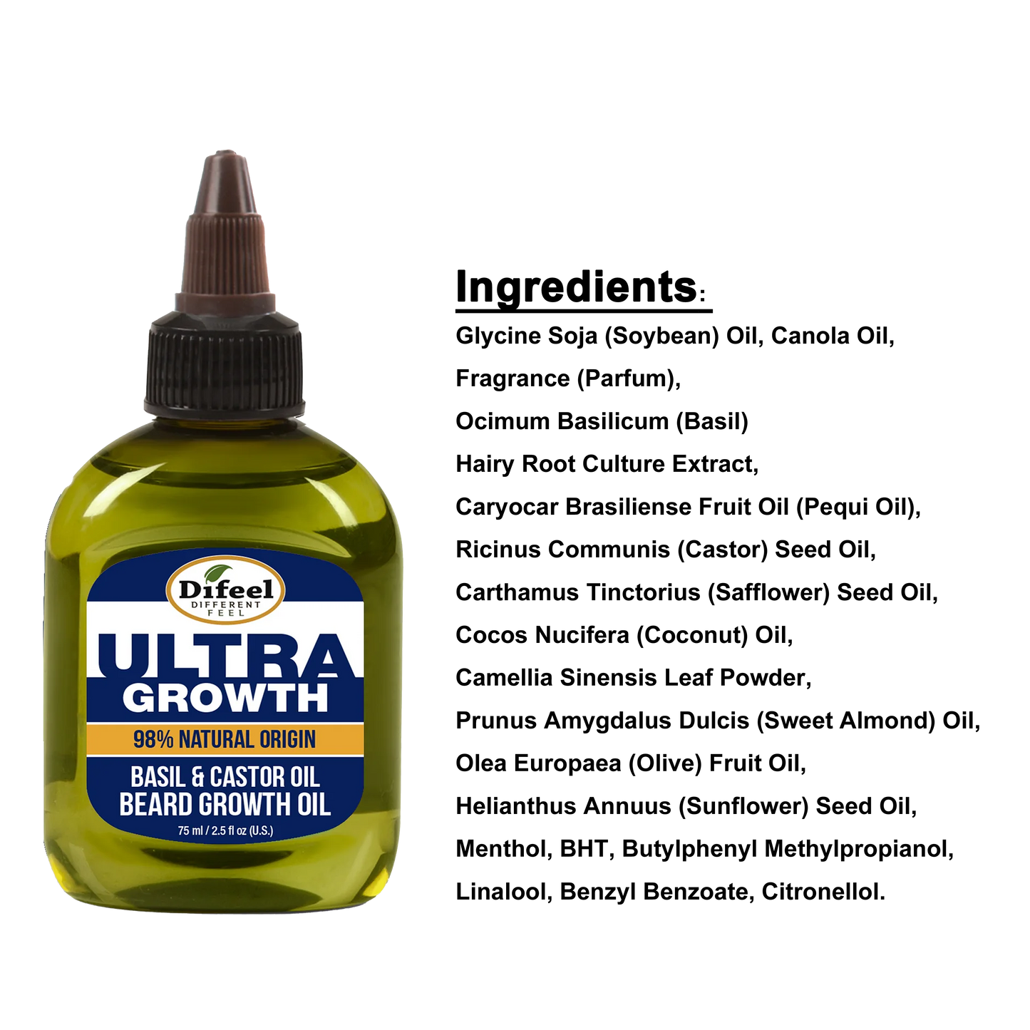 Difeel MENS Ultra Growth Basil and Castor Beard Oil 2.5 oz.