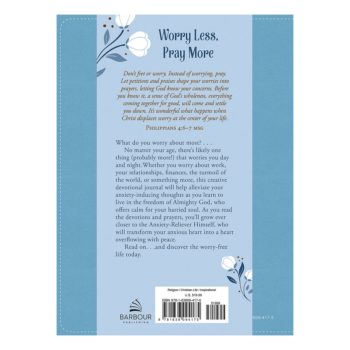 Worry Less, Pray More: A Devotional Coloring Journal for Women Imitation Leather