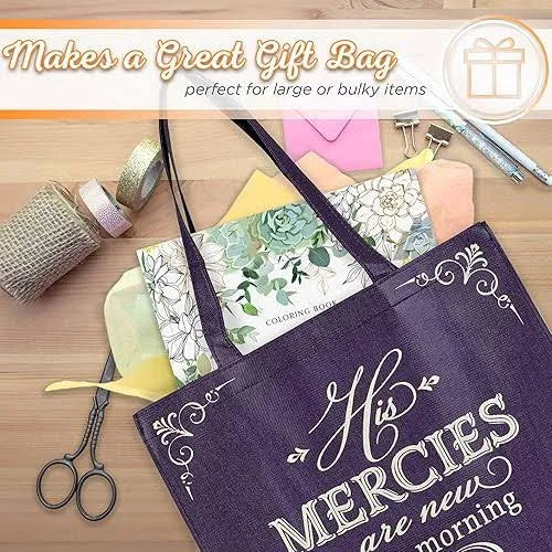 His Mercies are New Purple Amethyst Shopping Tote Bag - Lamentations 3:22-23