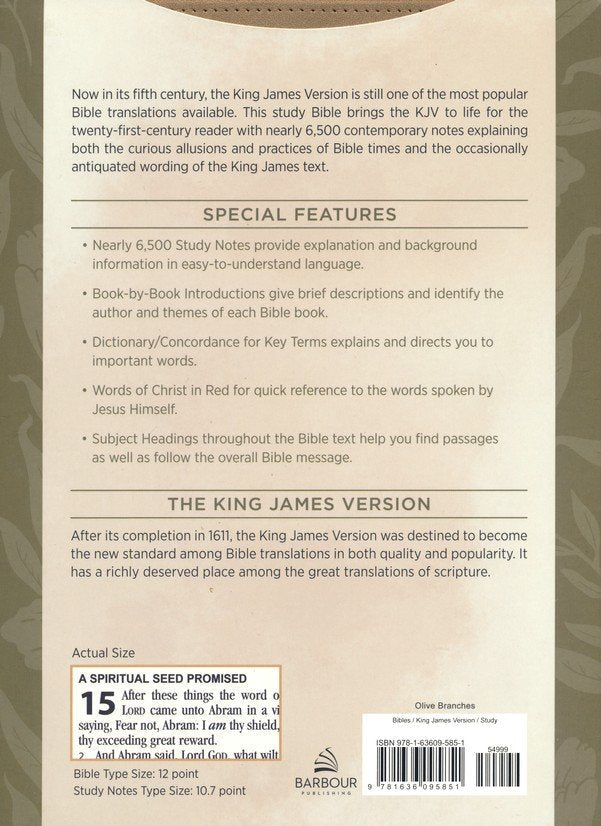 The KJV Study Bible, Large Print [Olive Branches]