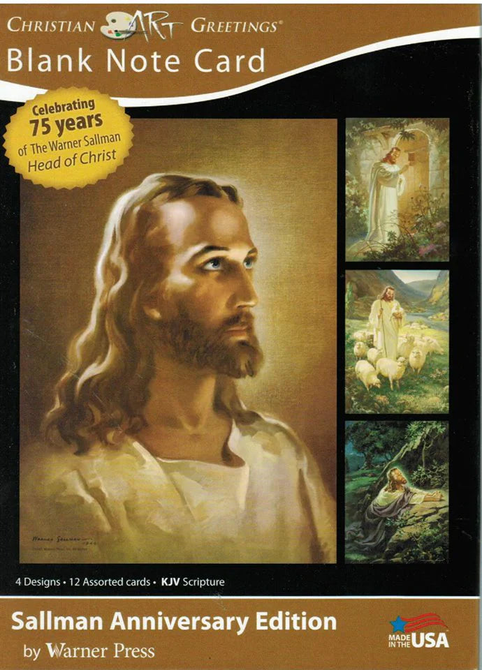 Head of Christ 75th Anniversary Edition Warner - Greeting Cards Sallman Art Collection 12 Boxed Cards Includes KJV Scriptures