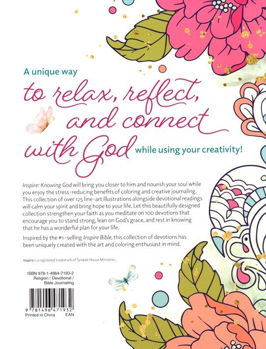Inspire: Knowing God 100 Devotions for Coloring and Creative Journaling
