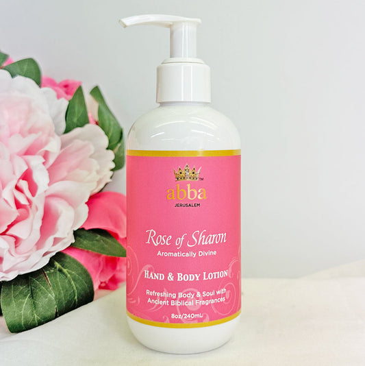 ROSE OF SHARON HAND & BODY LOTION W/ PUMP 8 OZ