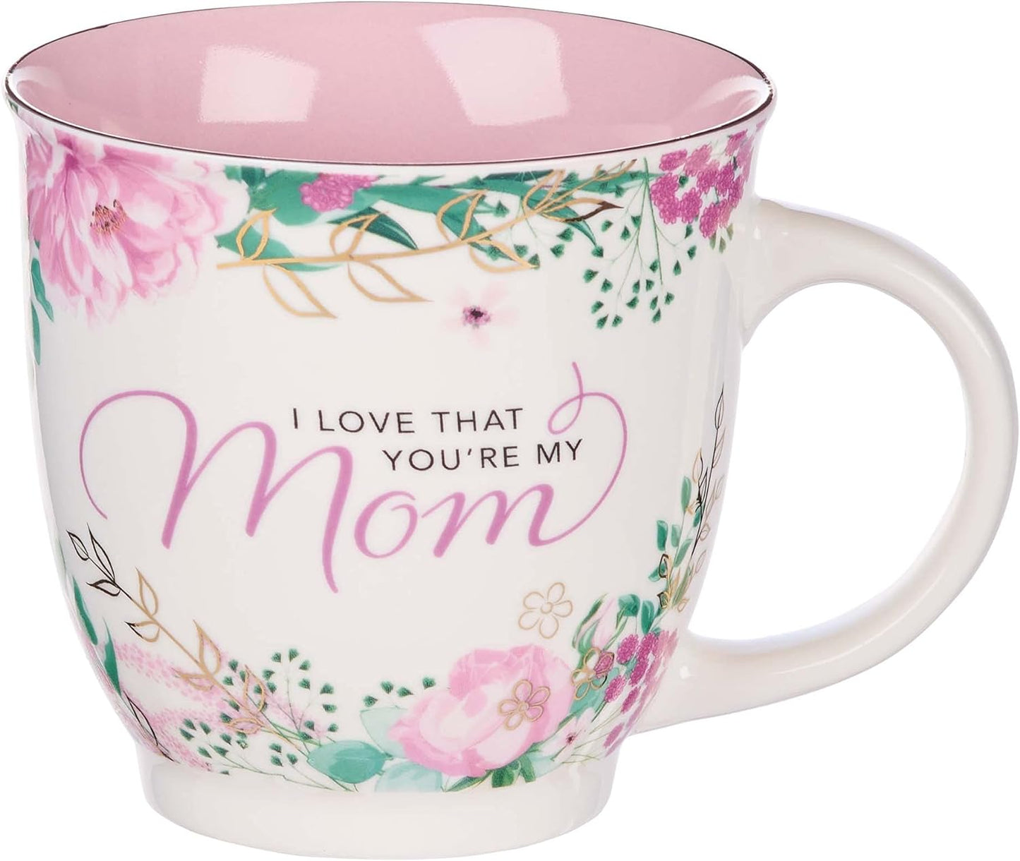 I Love That You're My Mom 2 Piece Gift Set: Floral Ceramic Mug w/Matching Keying