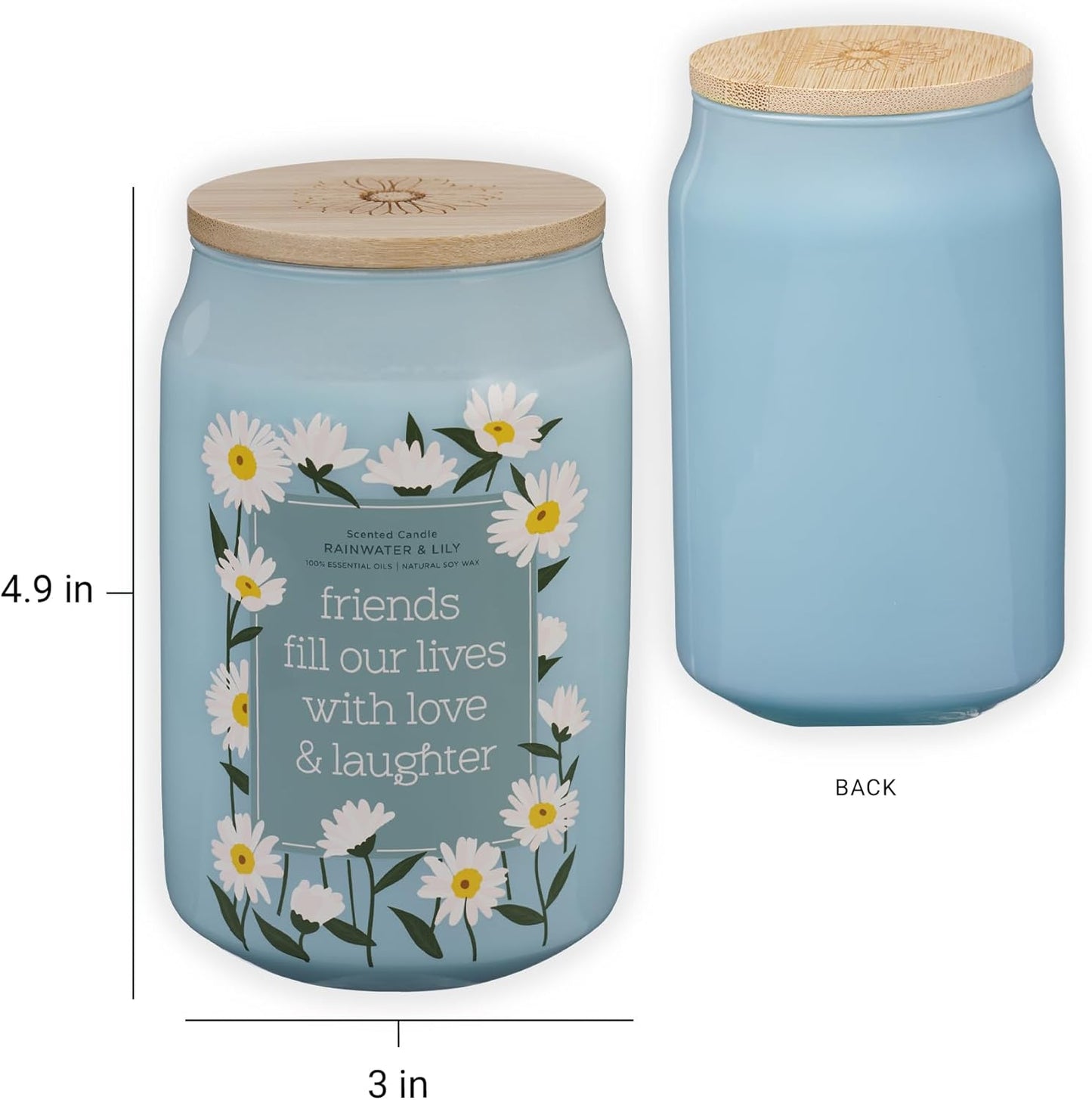 Love and Laughter Rainwater and Lily Scented Candle in Glass Jar