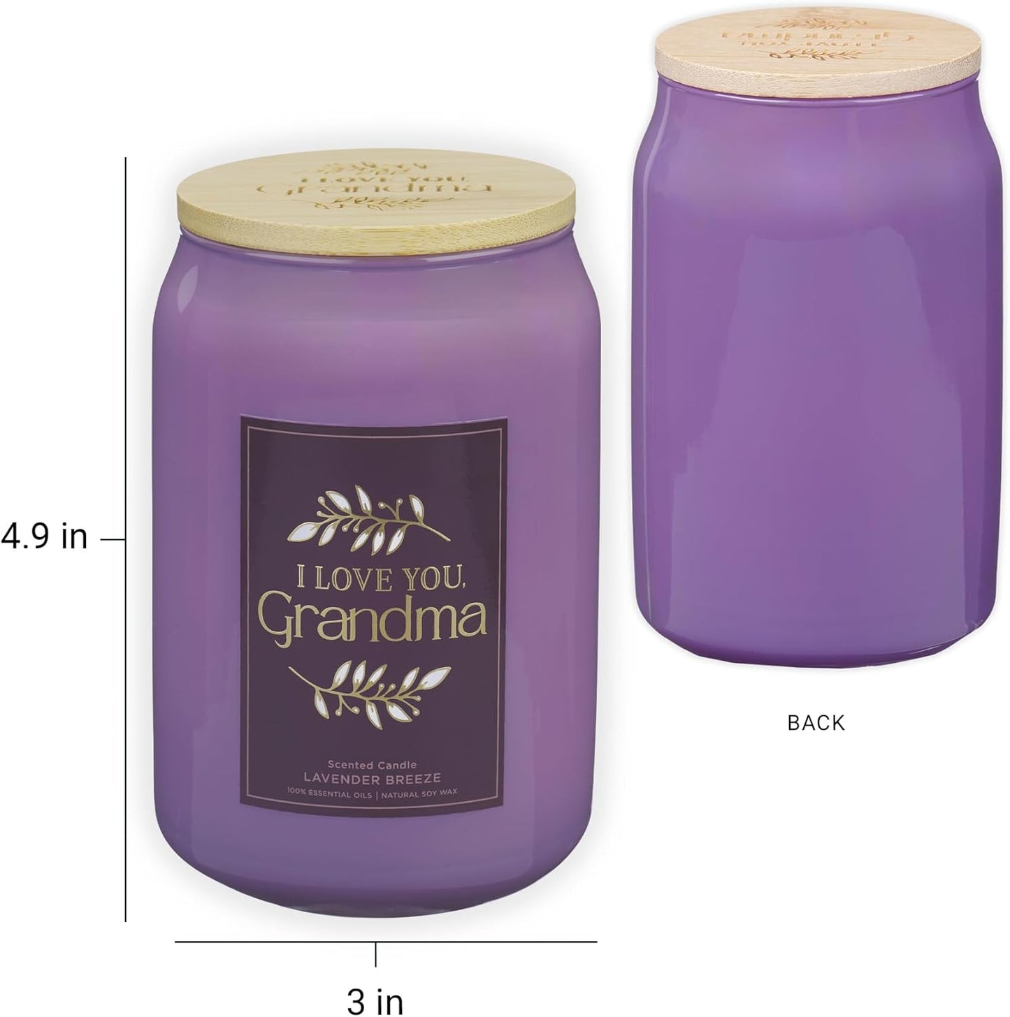 I Love You, Grandma Lavender Breeze Scented Candle in a Glass Jar