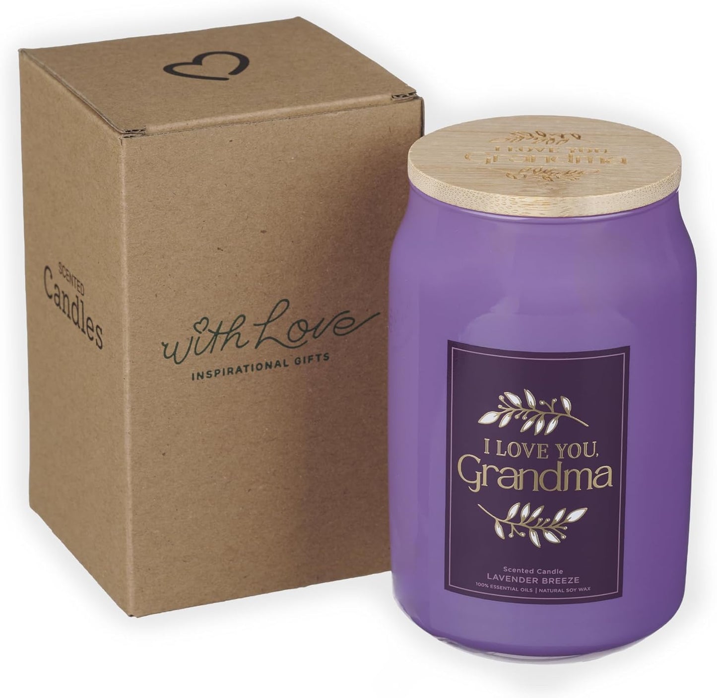 I Love You, Grandma Lavender Breeze Scented Candle in a Glass Jar