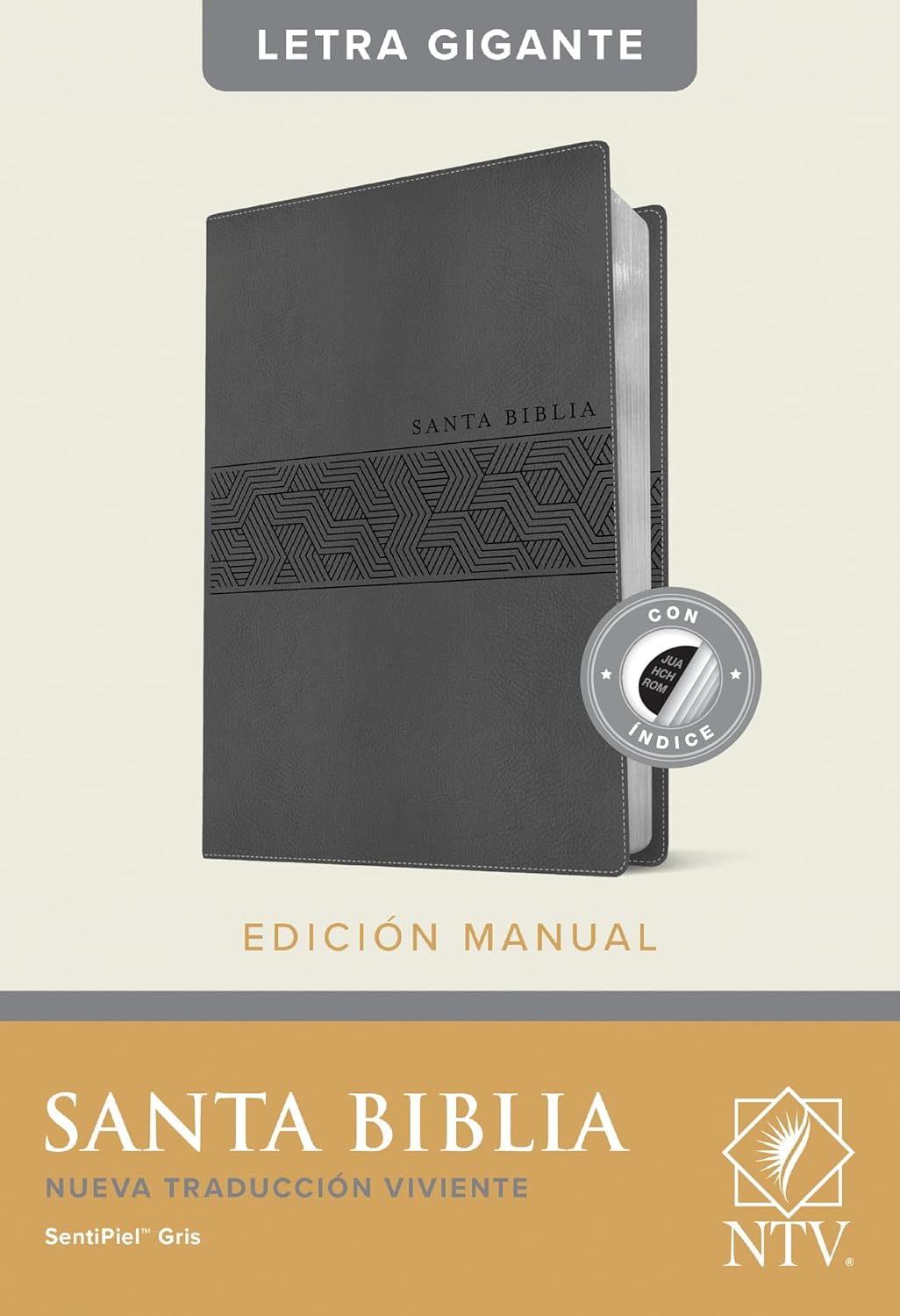 Santa Biblia NTV, Edición manual, letra gigante (SentiPiel, Gris, Índice, Letra Roja) (Spanish Edition) Imitation Leather – Large Print
