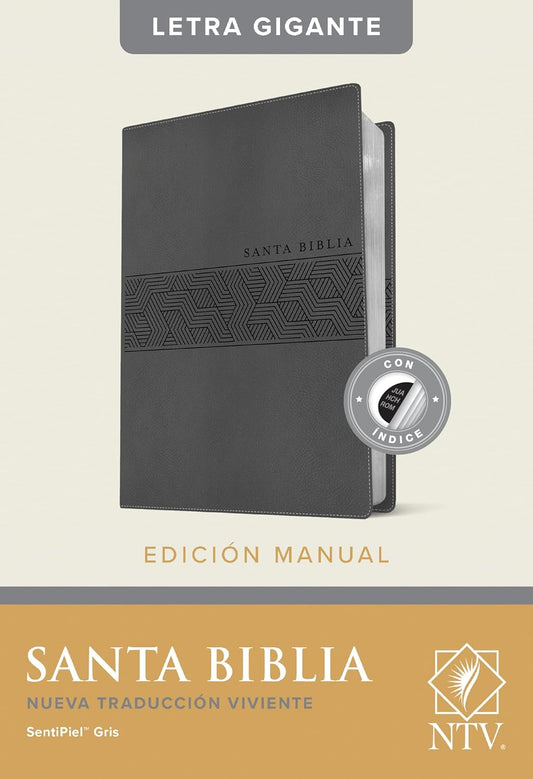 Santa Biblia NTV, Edición manual, letra gigante (SentiPiel, Gris, Índice, Letra Roja) (Spanish Edition) Imitation Leather – Large Print