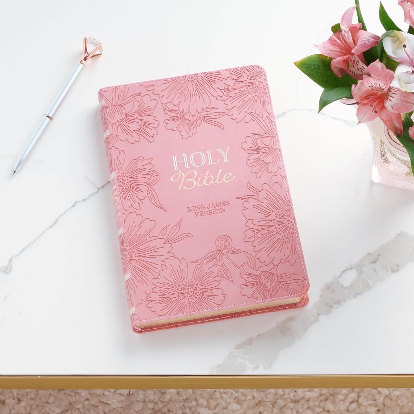 Blossom Pink Faux Leather Gift Edition King James Version Bible