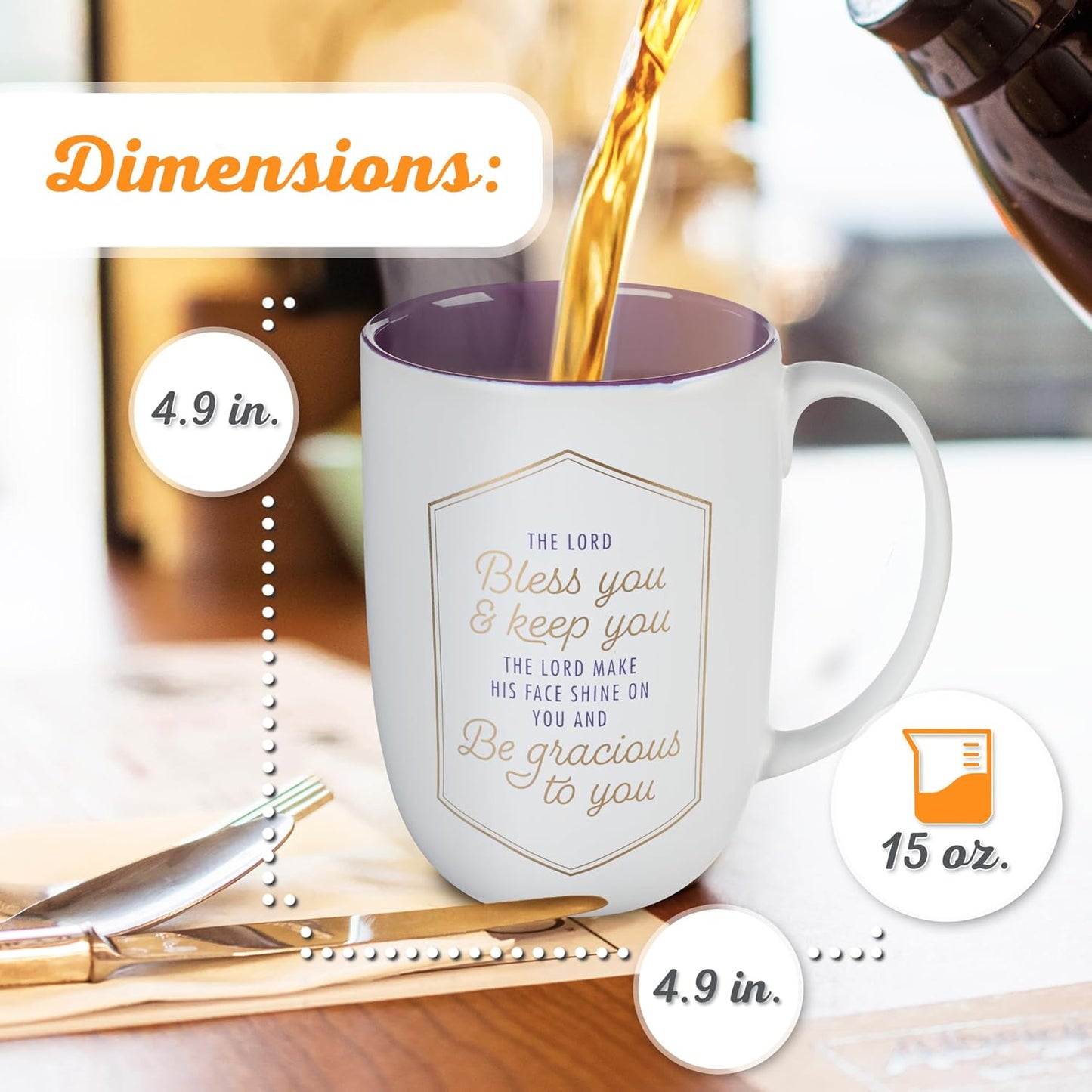 Mug White/Purple Bless You & Keep You Num. 6:24-26