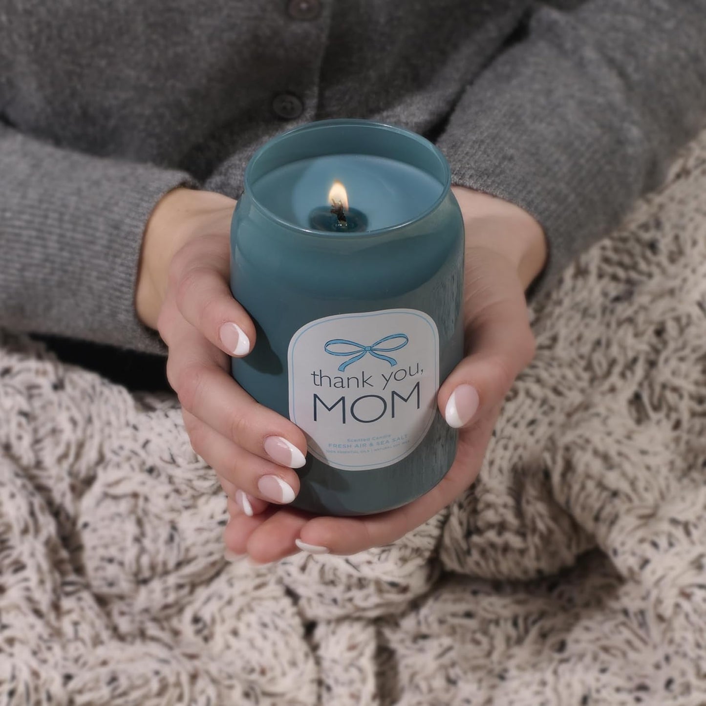 Thank You, Mom Fresh Air and Sea Salt Scented Candle in Glass Jar