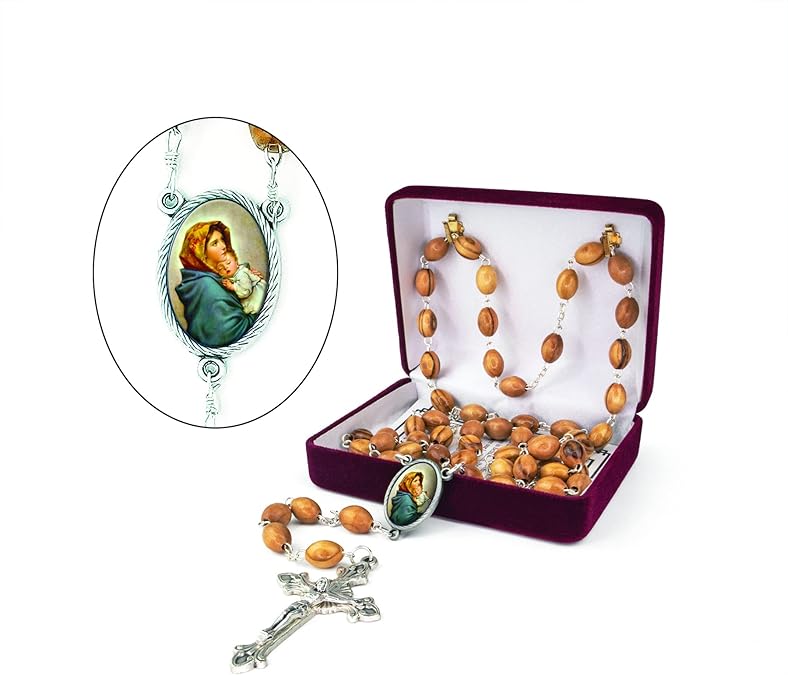 Mother Mary & Child Jesus Olive Wood Rosary