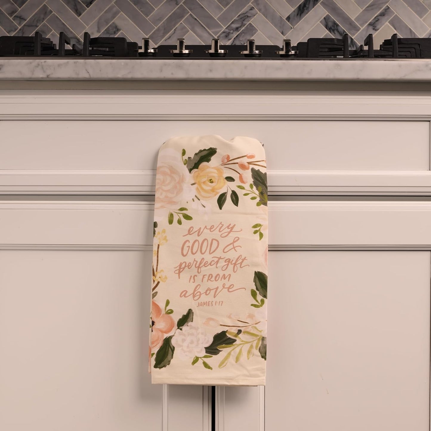 Every Good and Perfect Gift Peach Cotton Tea Towel - James 1:17