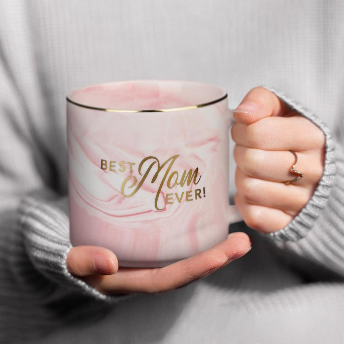 Best Mom Ever Pink Marbled Ceramic Coffee Mug
