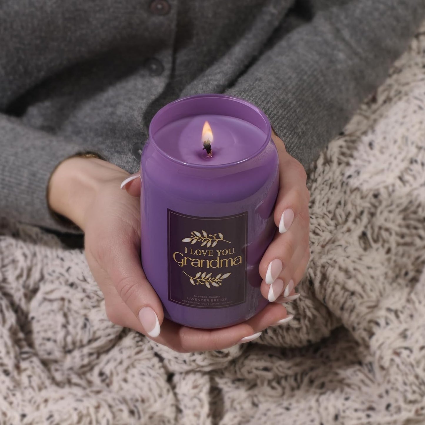 I Love You, Grandma Lavender Breeze Scented Candle in a Glass Jar