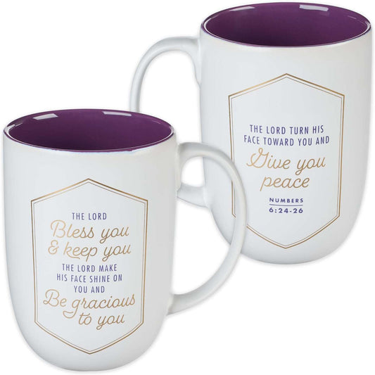 Mug White/Purple Bless You & Keep You Num. 6:24-26