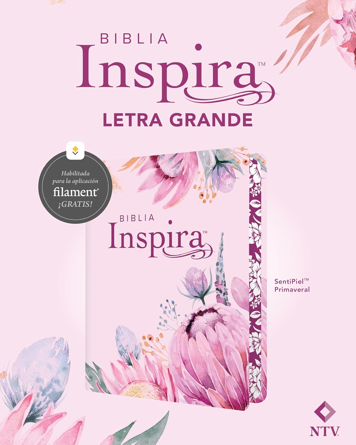Biblia Inspira NTV, letra grande con Filament (SentiPiel, Primaveral) (Spanish Edition) Imitation Leather – Large Print