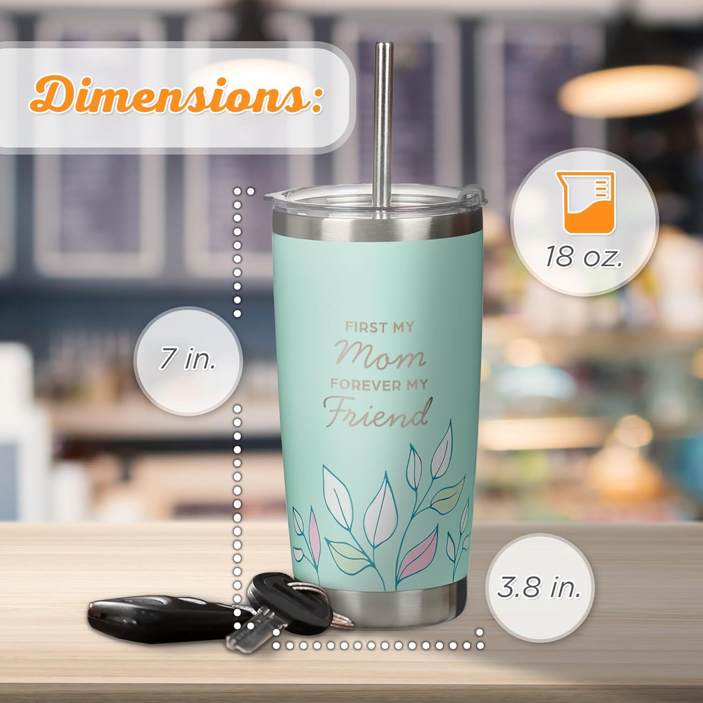 Forever My Friend Green Stainless Steel Travel Tumbler with Straw - Isaiah 62:4