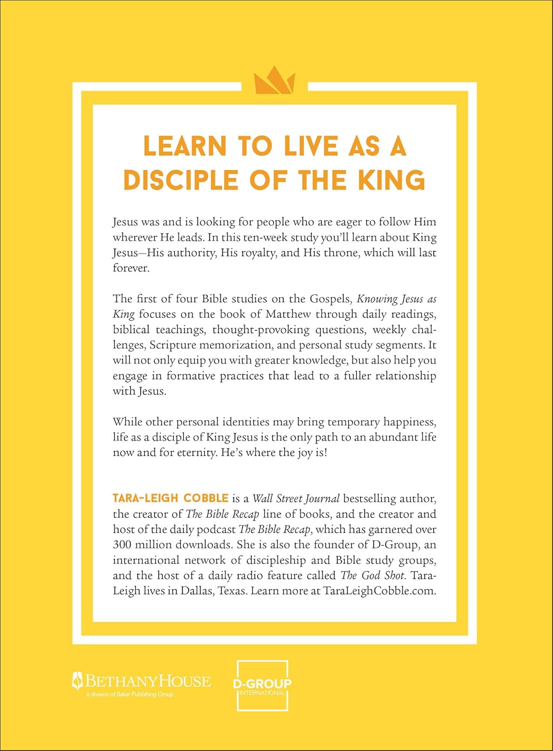 Knowing Jesus as King A 10-Session Study on the Gospel of Matthew - Tara-Leigh Cobble