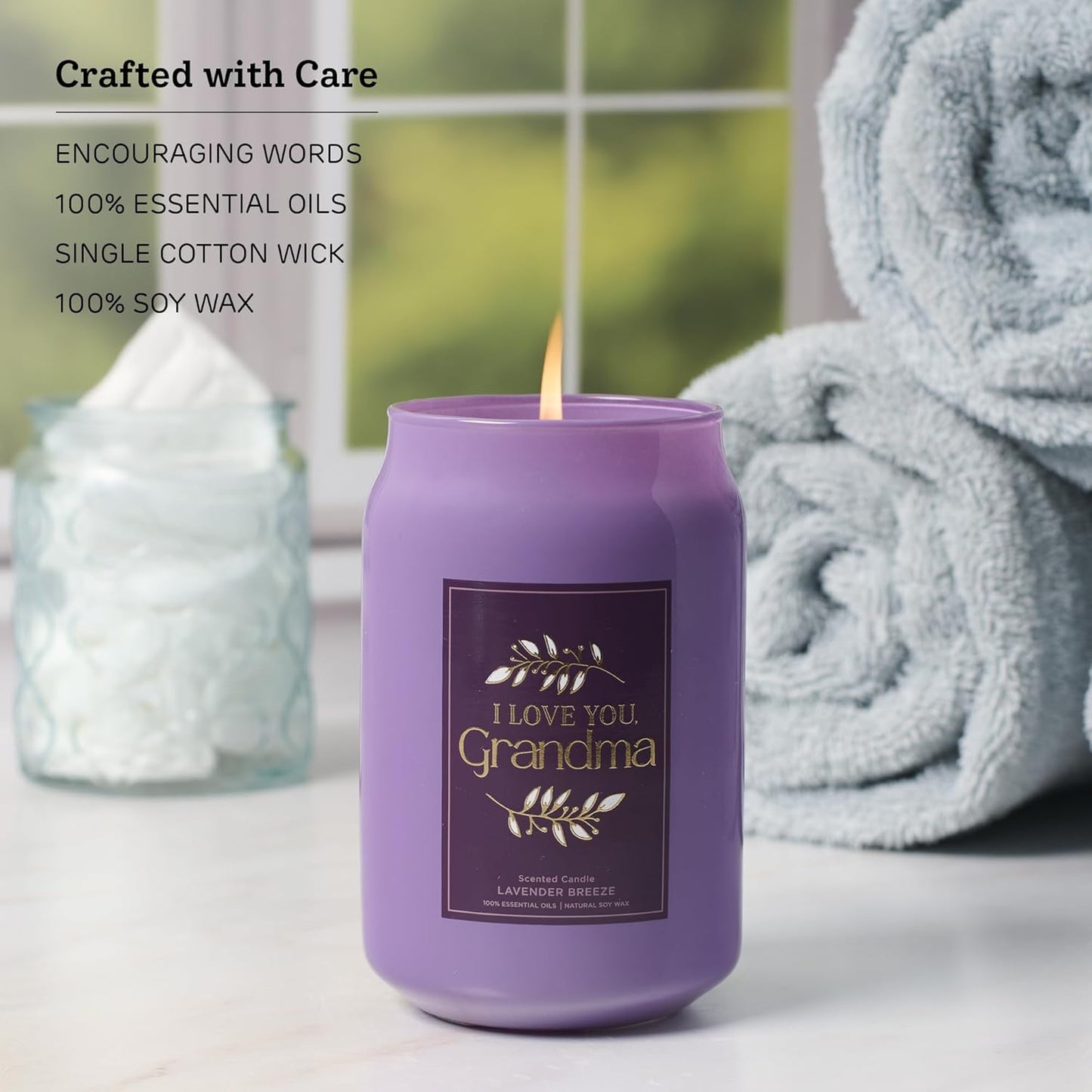 I Love You, Grandma Lavender Breeze Scented Candle in a Glass Jar