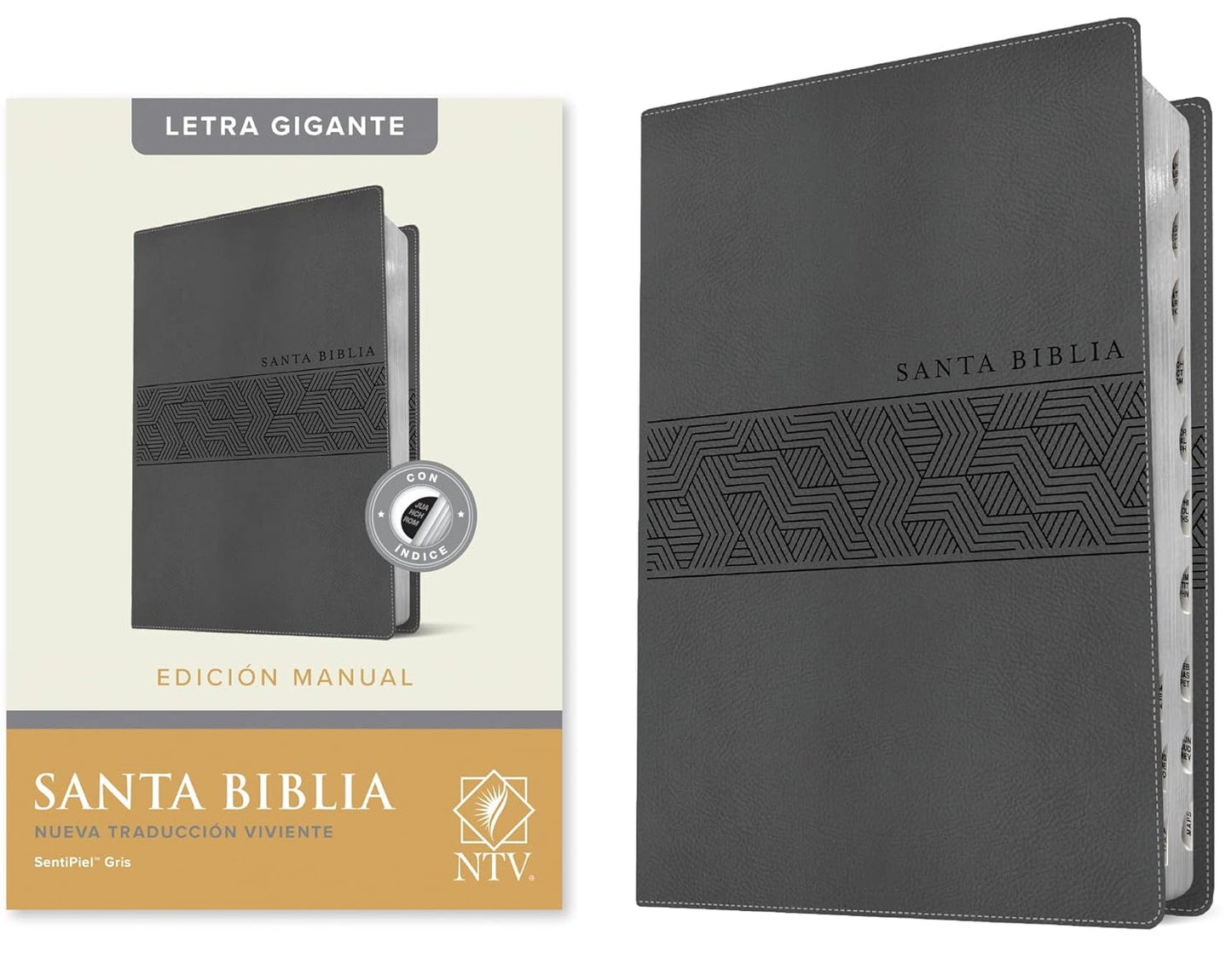 Santa Biblia NTV, Edición manual, letra gigante (SentiPiel, Gris, Índice, Letra Roja) (Spanish Edition) Imitation Leather – Large Print