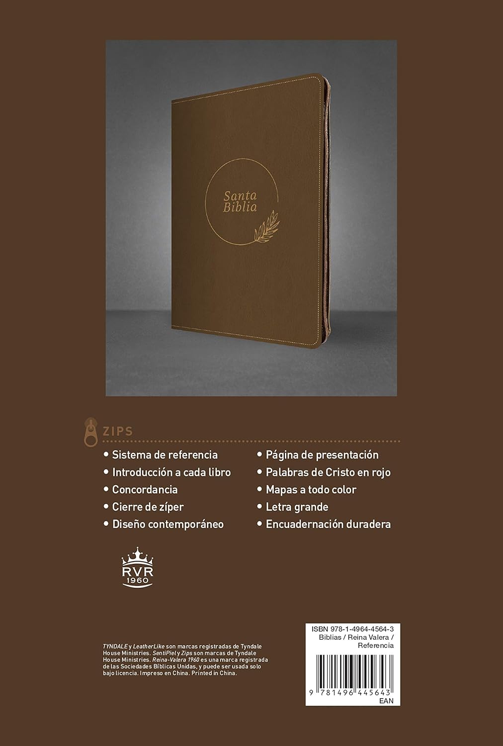 Santa Biblia RVR60, Edición zíper con referencias, letra grande (SentiPiel, Café, Letra Roja) (Spanish Edition) Imitation Leather – .zip
