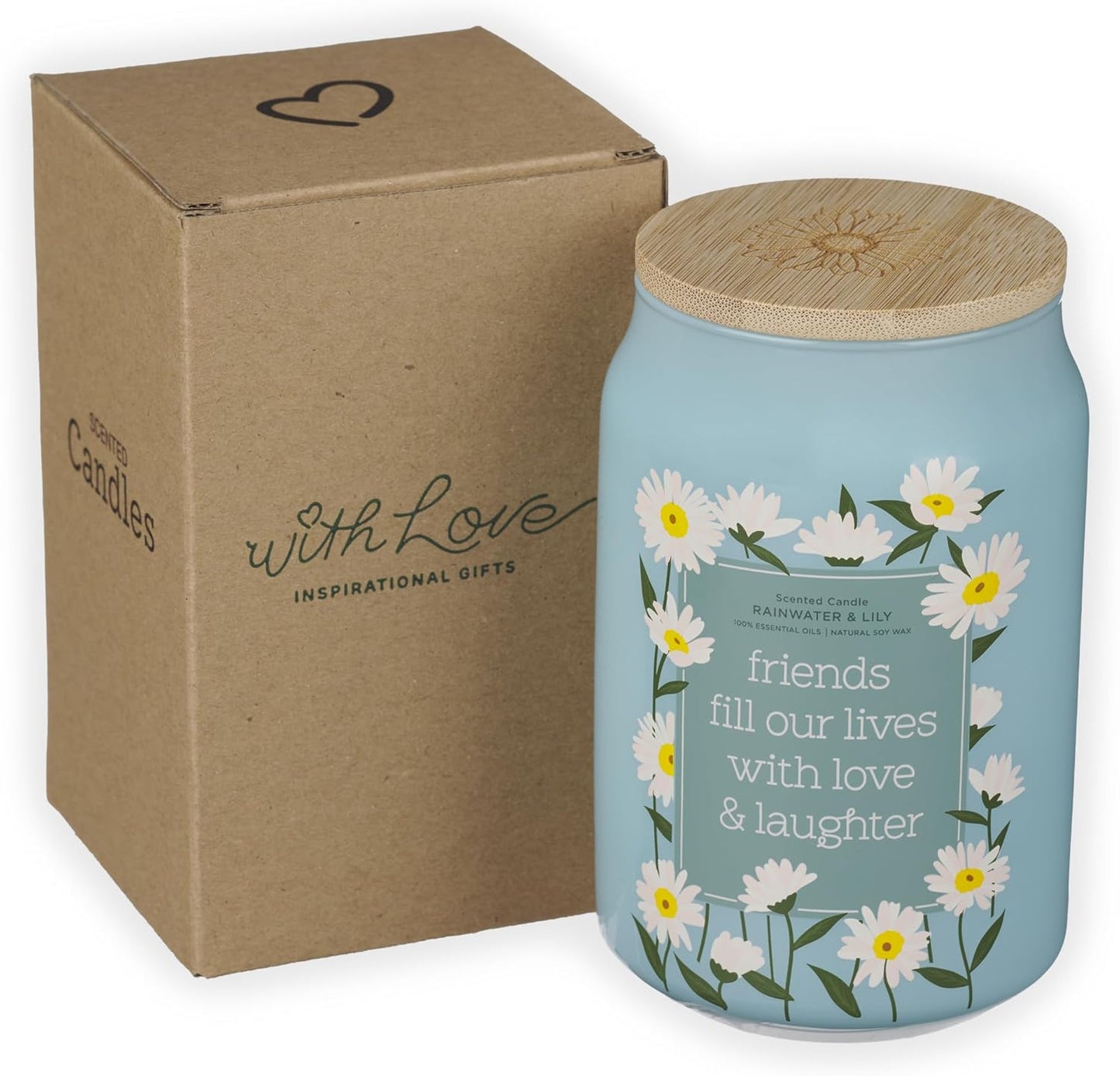 Love and Laughter Rainwater and Lily Scented Candle in Glass Jar
