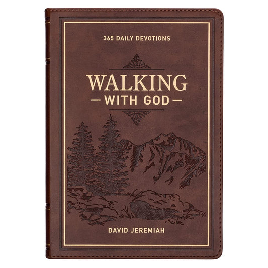 Walking with God 365 Daily Devotions, Large Print Brown Faux Leather Imitation Leather