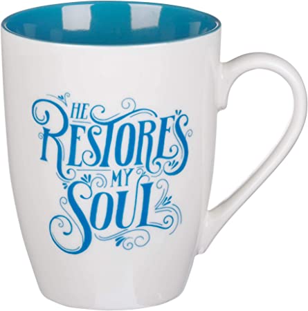 He Restores My Soul Ceramic Christian Coffee Mug for Women and Men - Inspirational Coffee Cup and Christian Gifts, 12oz