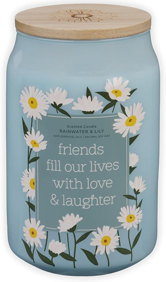Love and Laughter Rainwater and Lily Scented Candle in Glass Jar